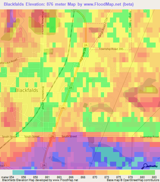 Elevation of Blackfalds,Canada Elevation Map, Topography, Contour
