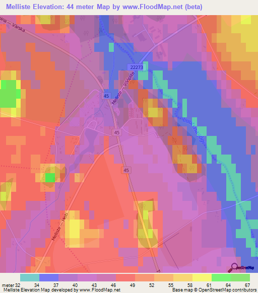 Melliste,Estonia Elevation Map