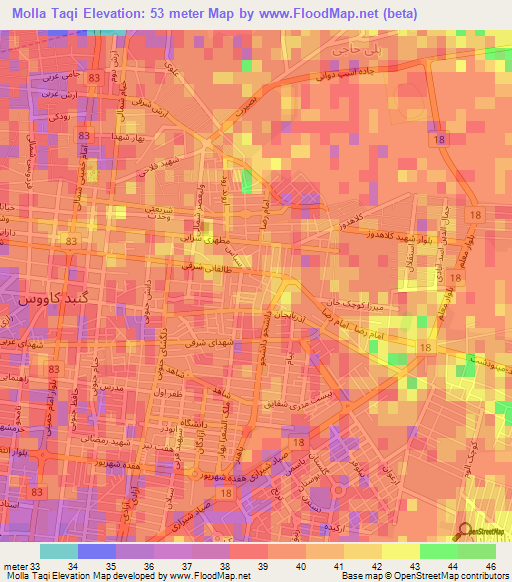 Molla Taqi,Iran Elevation Map