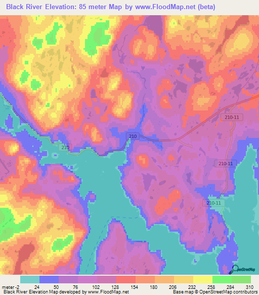 Black River,Canada Elevation Map