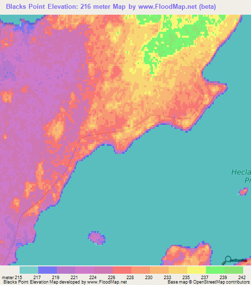 Blacks Point,Canada Elevation Map