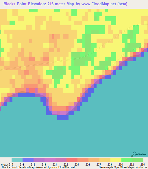 Blacks Point,Canada Elevation Map