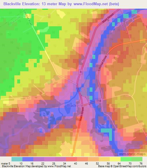 Blackville,Canada Elevation Map