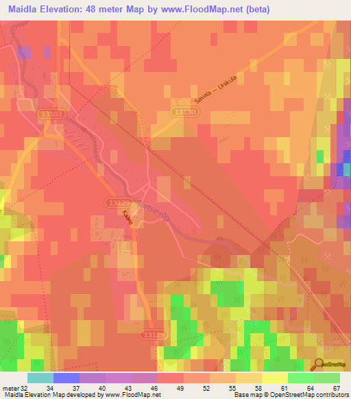 Maidla,Estonia Elevation Map