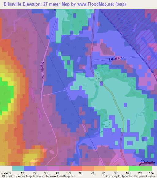 Blissville,Canada Elevation Map