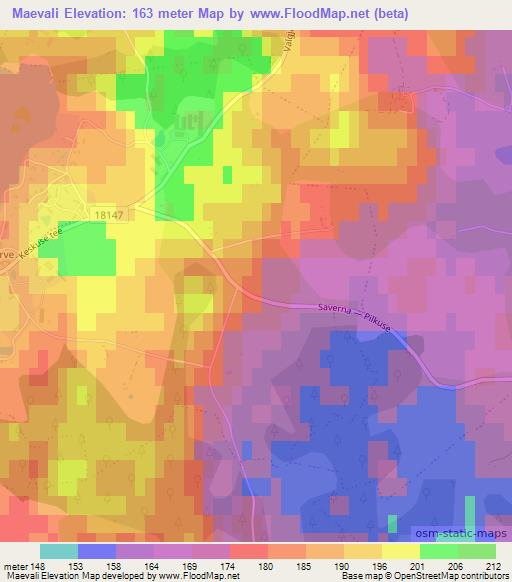 Maevali,Estonia Elevation Map
