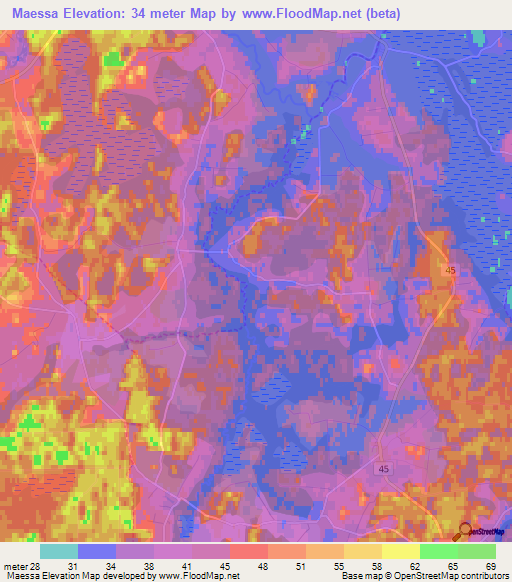 Maessa,Estonia Elevation Map