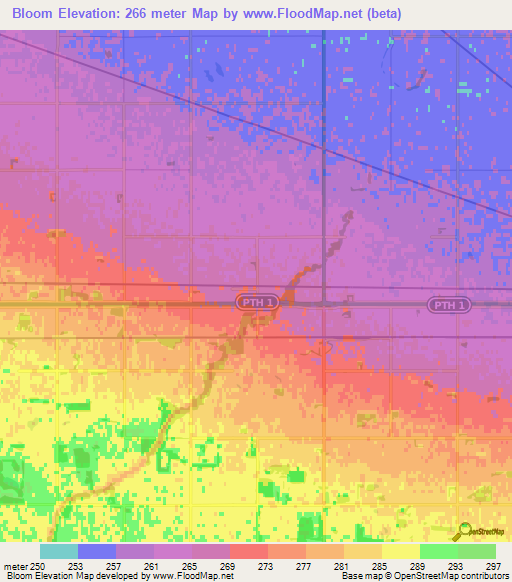Bloom,Canada Elevation Map