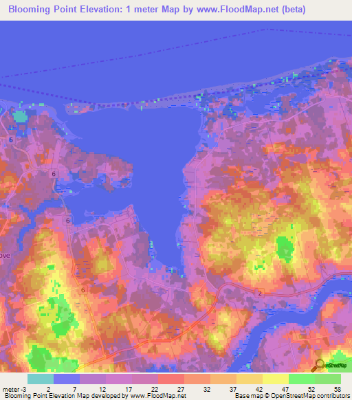 Blooming Point,Canada Elevation Map
