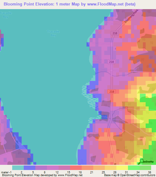 Blooming Point,Canada Elevation Map