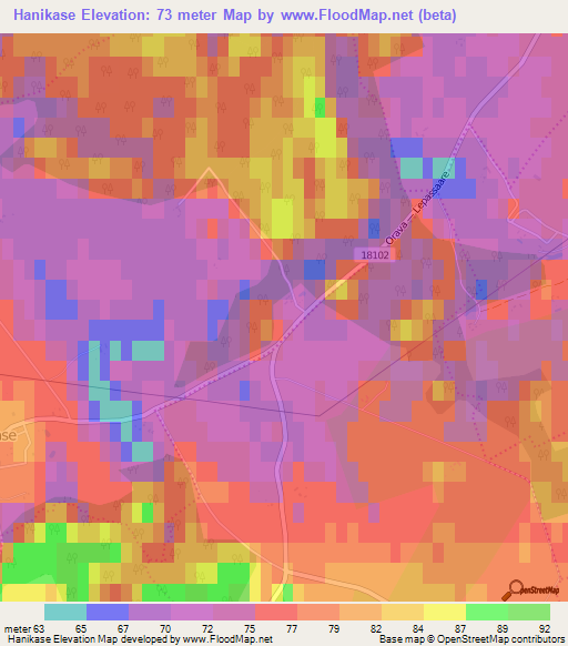 Hanikase,Estonia Elevation Map