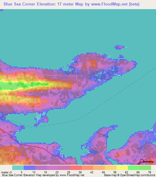 Blue Sea Corner,Canada Elevation Map