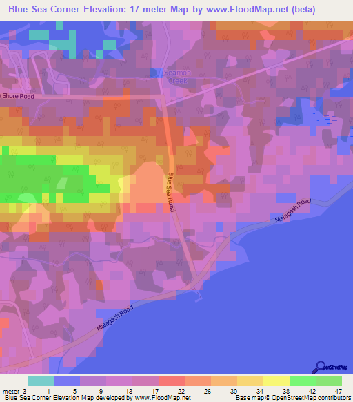 Blue Sea Corner,Canada Elevation Map