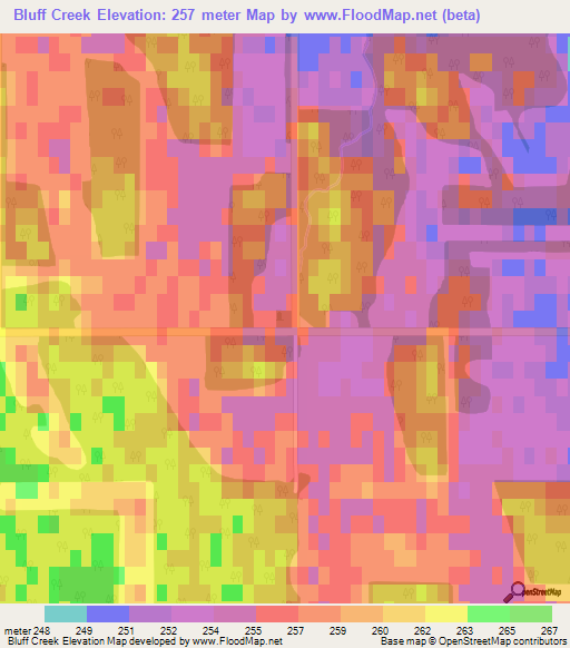 Bluff Creek,Canada Elevation Map