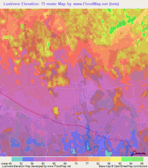 Lustivere,Estonia Elevation Map