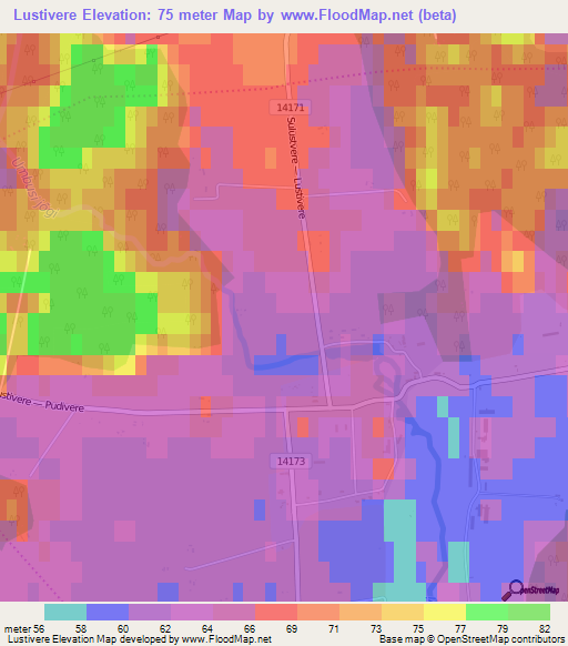 Lustivere,Estonia Elevation Map