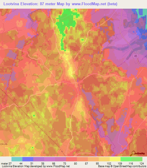 Lootvina,Estonia Elevation Map