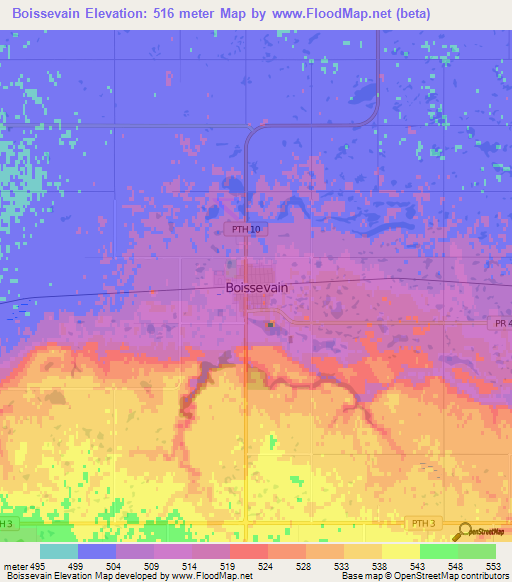 Elevation of Boissevain,Canada Elevation Map, Topography, Contour