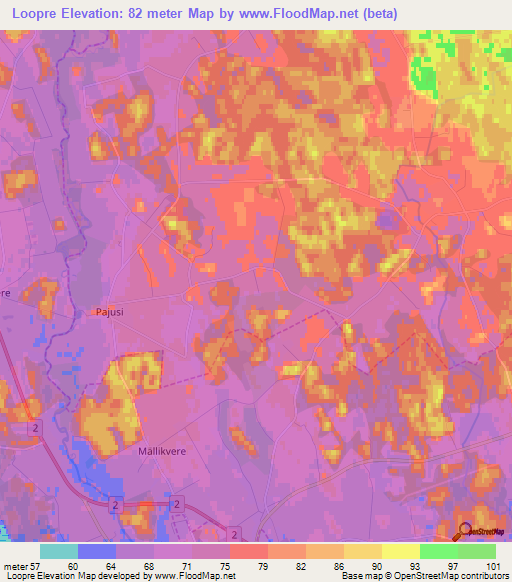 Loopre,Estonia Elevation Map