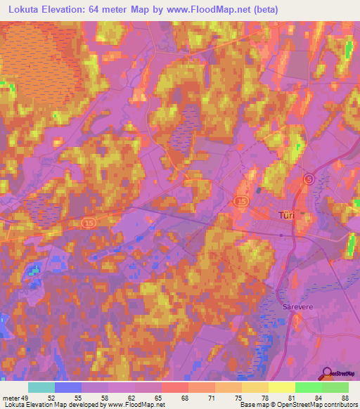 Lokuta,Estonia Elevation Map