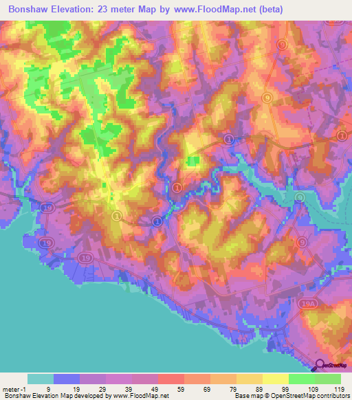 Bonshaw,Canada Elevation Map
