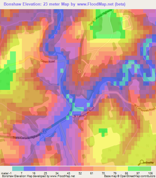 Bonshaw,Canada Elevation Map