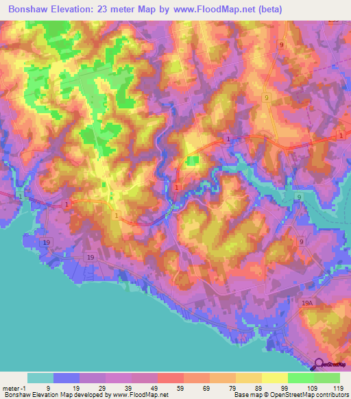 Bonshaw,Canada Elevation Map