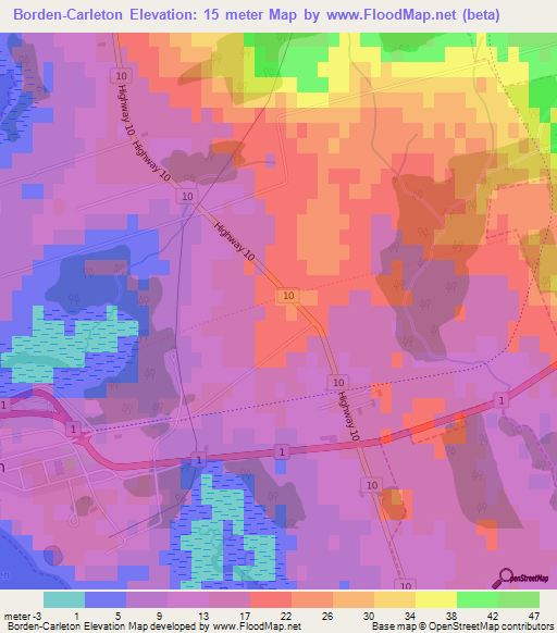 Borden-Carleton,Canada Elevation Map