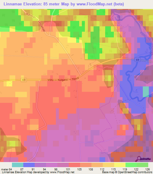 Linnamae,Estonia Elevation Map