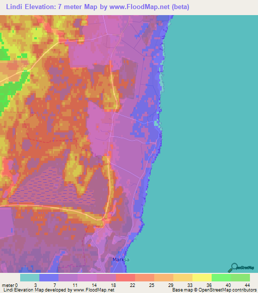 Lindi,Estonia Elevation Map
