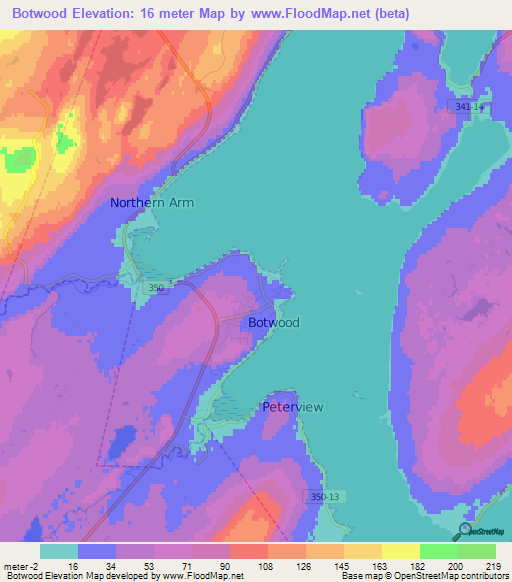 Botwood,Canada Elevation Map