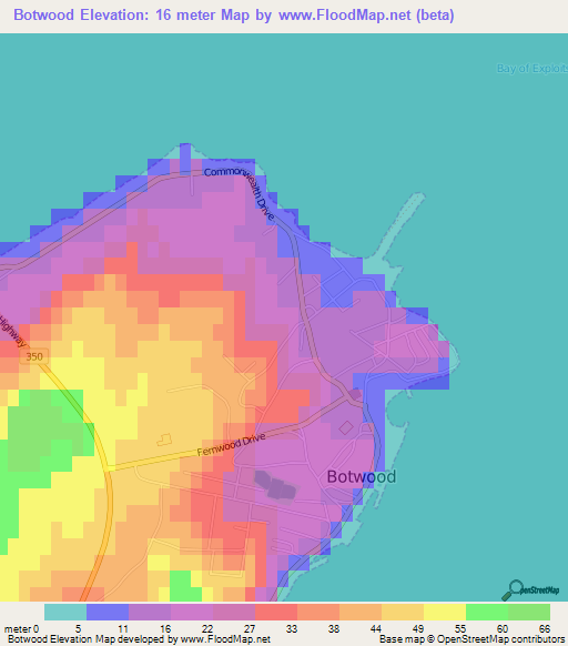 Botwood,Canada Elevation Map