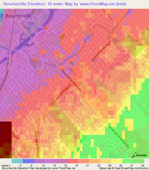 Boucherville,Canada Elevation Map