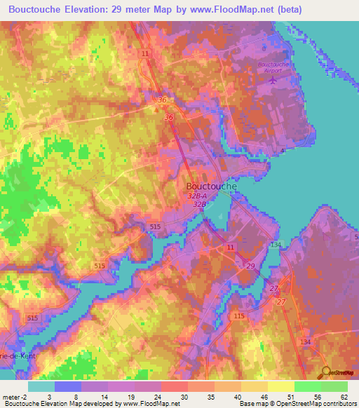 Bouctouche,Canada Elevation Map