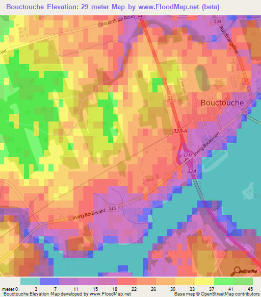 Bouctouche,Canada Elevation Map