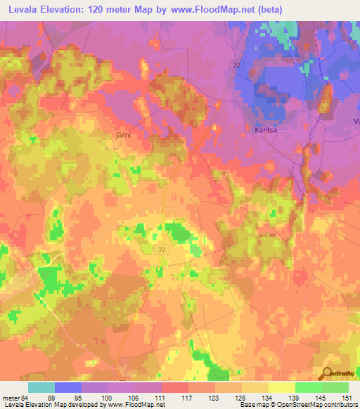 Levala,Estonia Elevation Map