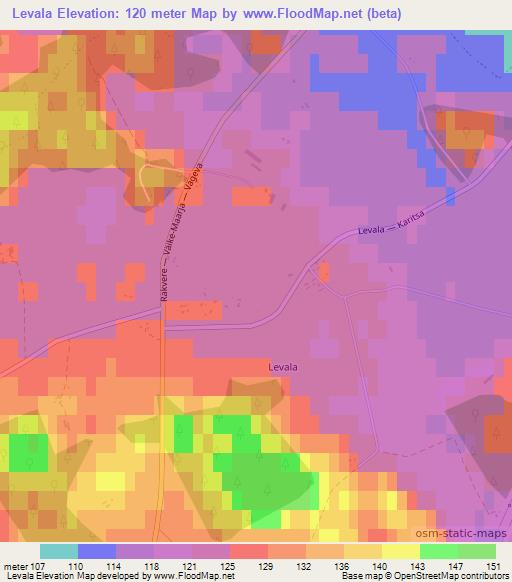 Levala,Estonia Elevation Map