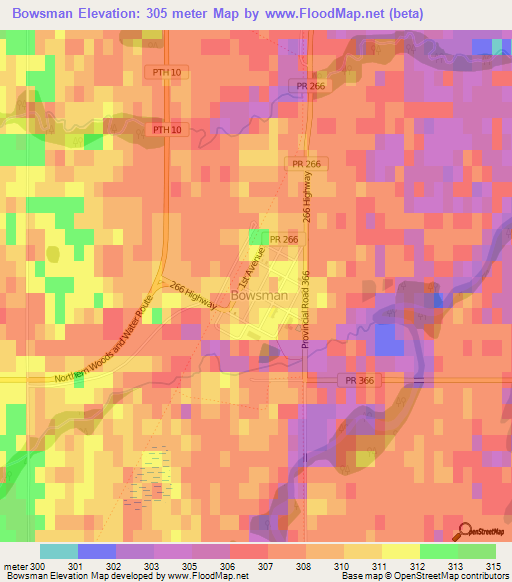 Bowsman,Canada Elevation Map