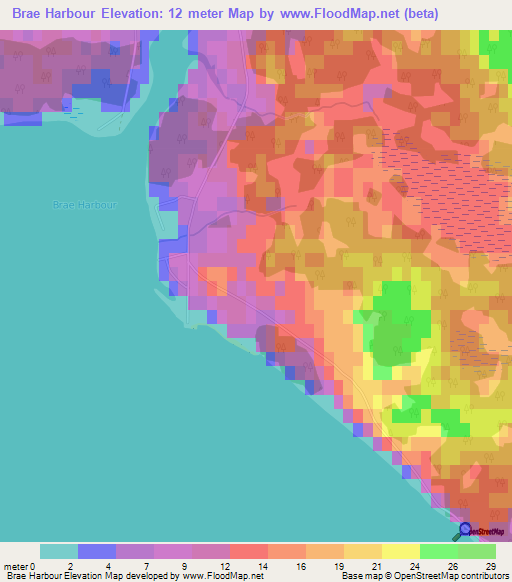Brae Harbour,Canada Elevation Map