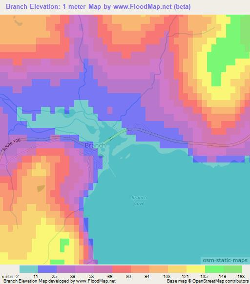 Branch,Canada Elevation Map