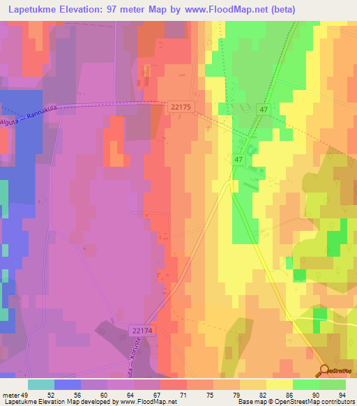 Lapetukme,Estonia Elevation Map