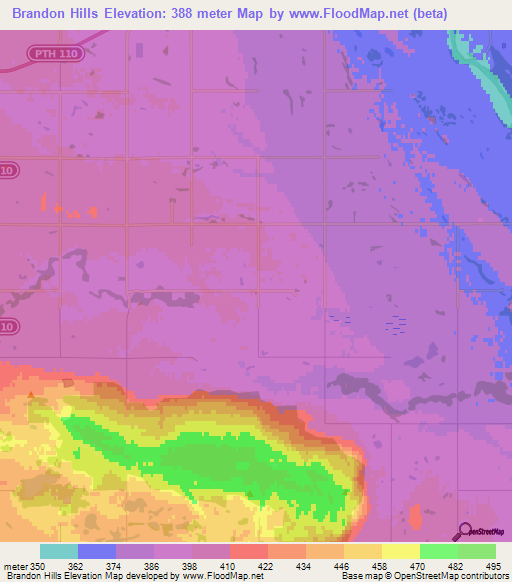 Brandon Hills,Canada Elevation Map