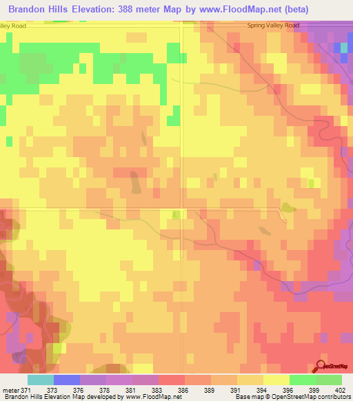 Brandon Hills,Canada Elevation Map