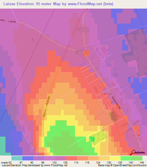 Laiuse,Estonia Elevation Map