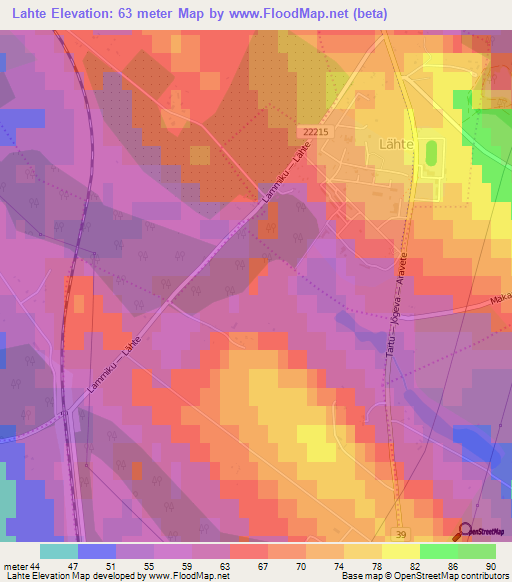 Lahte,Estonia Elevation Map