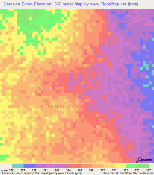 Garas-ca Damo,Somalia Elevation Map