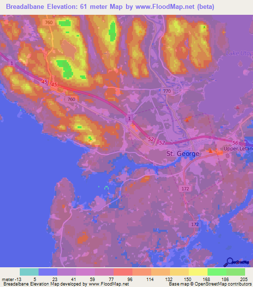 Breadalbane,Canada Elevation Map
