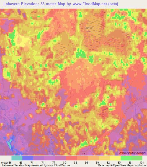 Lahavere,Estonia Elevation Map