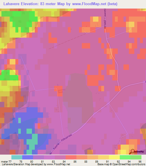 Lahavere,Estonia Elevation Map