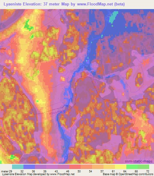 Lyaeniste,Estonia Elevation Map
